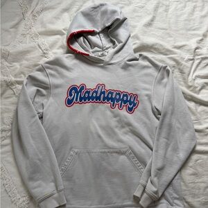 Madhappy Light Gray Hoodie with Red and Blue Details